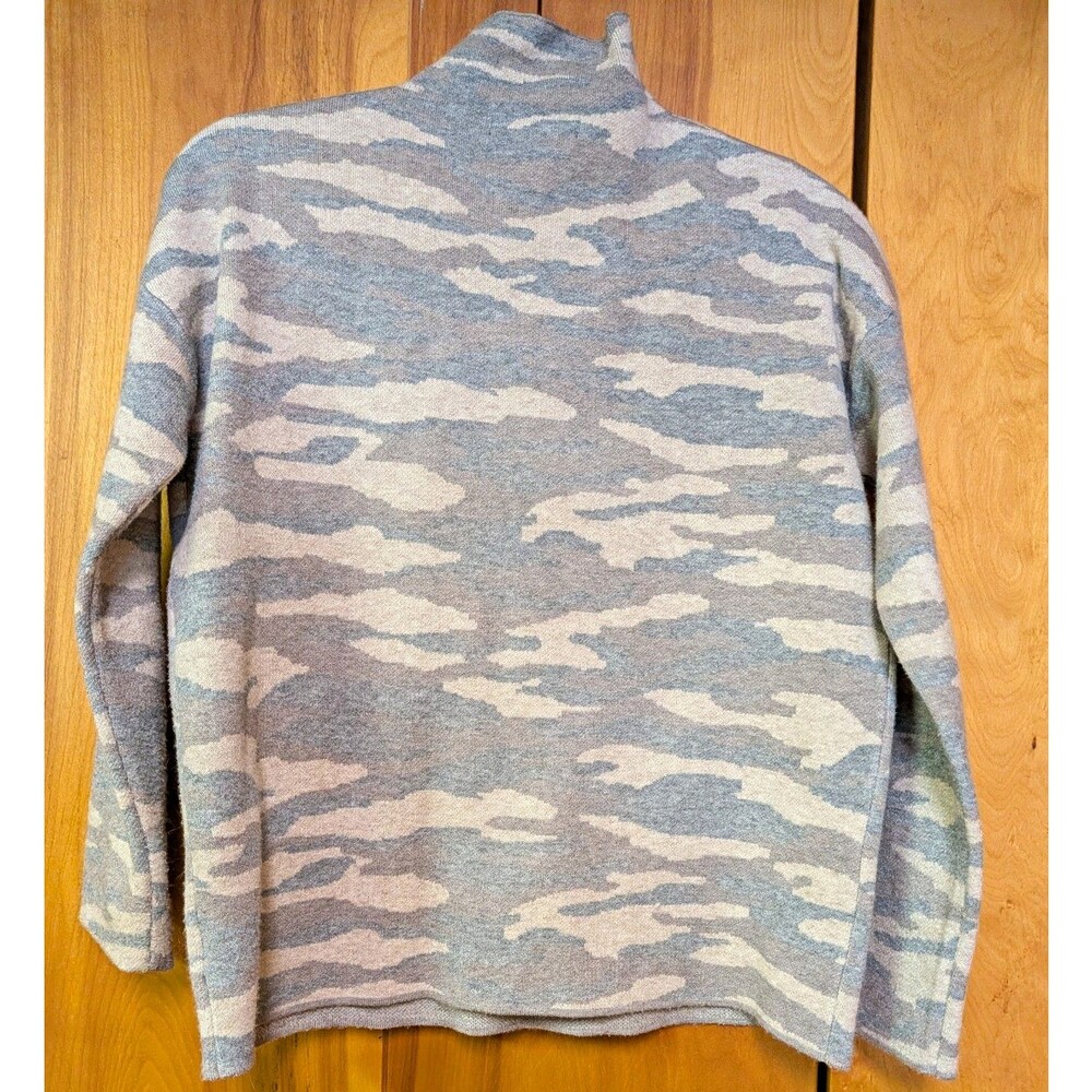 Tahari Women's Mock Neck Camo Knit Pullover Sweater Long Sleeve Blue Gray M